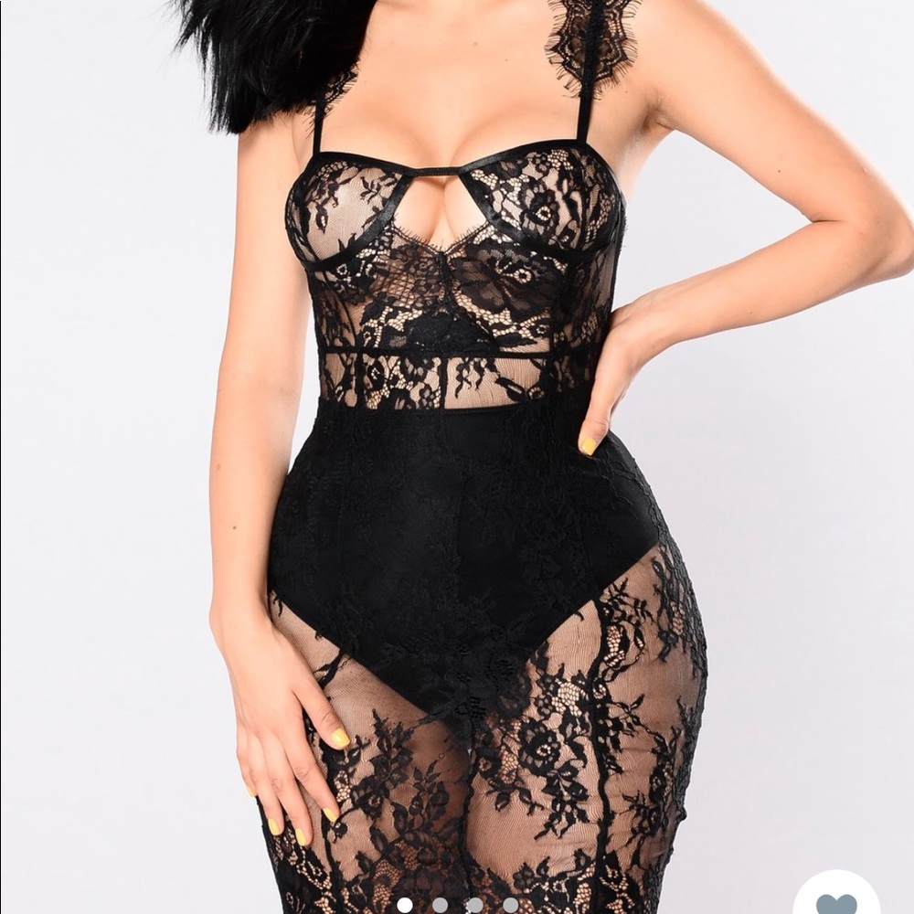 Fashion Nova “Fancy Lace Dress” in black